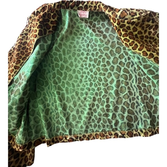 Leopard Jacket Fun iridescent green. Velveteen Metallic XL Jacket Brown Green - Picture 5 of 11